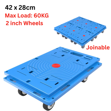[42x28cm] Portable Joinable Platform Trolley Cart Moving Dolly Cart Max Load 60KG