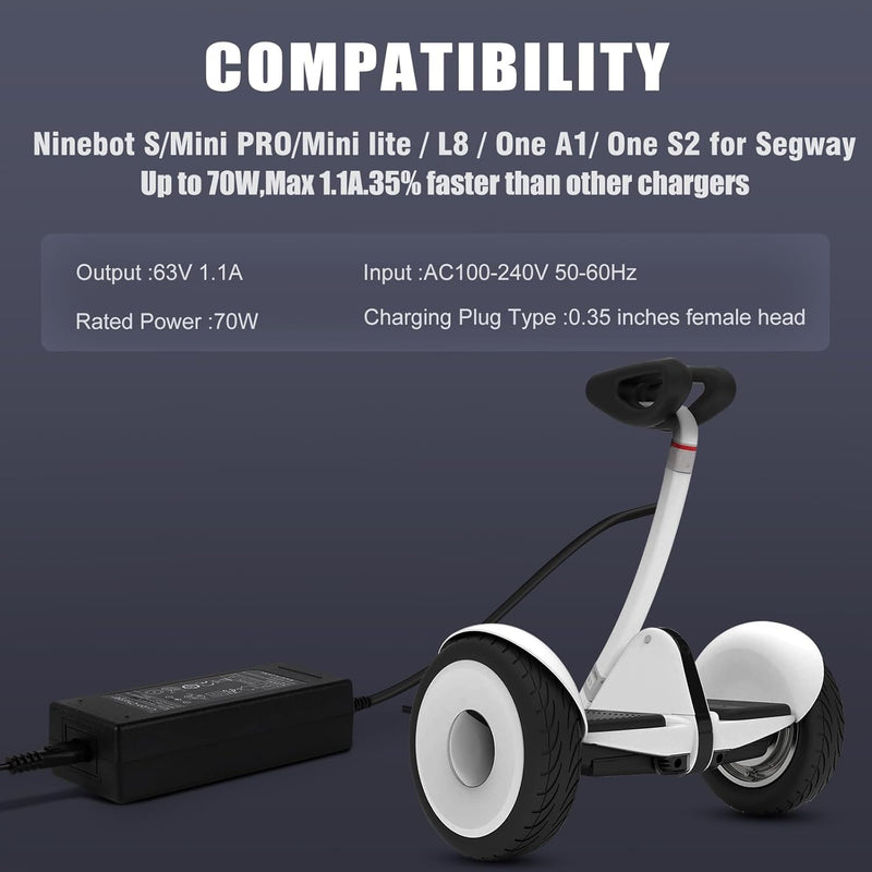 Load image into Gallery viewer, [70W/63V-1.1A][4 Pins] Segway Ninebot Scooter S/Mini PRO/Mini lite / L8 / One A1/ One S2/ S-MAX, N3M240, N3MM240 Replacement Charger - Polar Tech Australia

