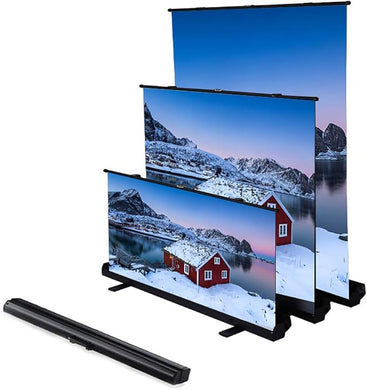 [Floor Base Pull-Up Style] Portable Foldable Projector Screen 16:9 Support 4K FHD 3D Office Presentation Home Theater