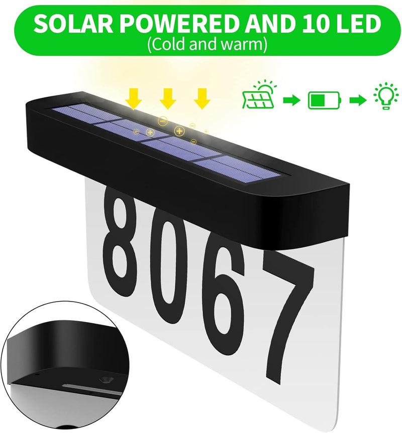Chargez l&#39;image dans la visionneuse de la galerie, Solar Charge &amp; Battery Powered Address Sign LED Illuminated House Numbers Address LED Sign
