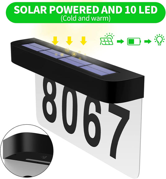Solar Charge & Battery Powered Address Sign LED Illuminated House Numbers Address LED Sign