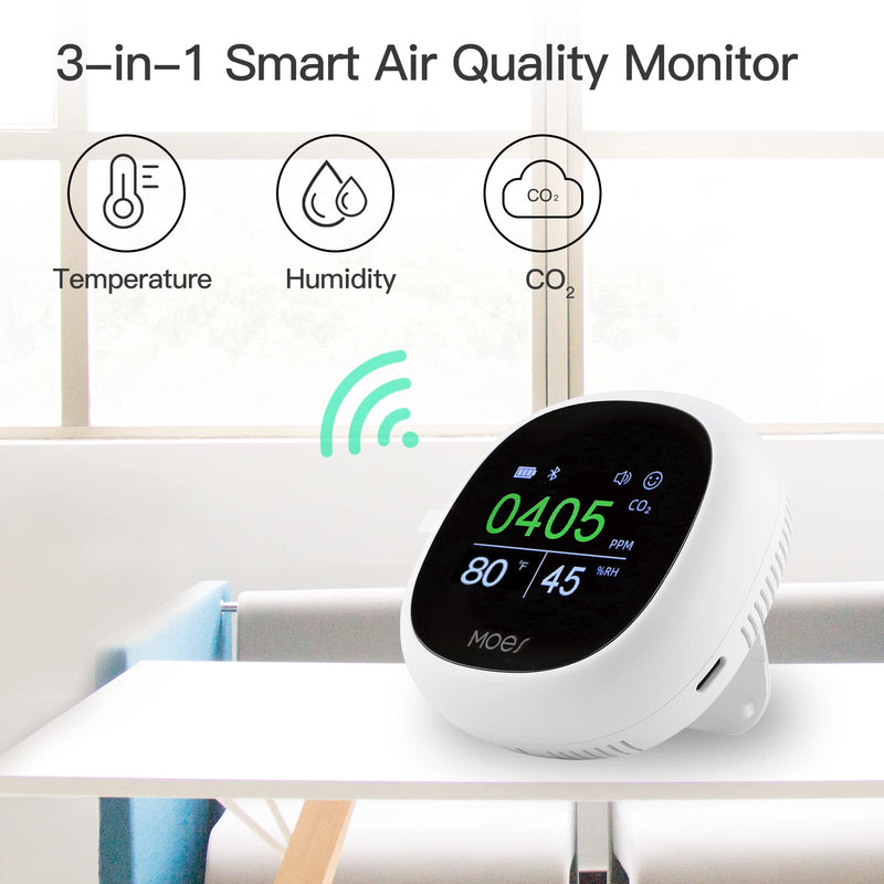 Cargue la imagen en el visor de la galería, [TUYA Smart Home] Moes Carbon Dioxide Detector Smart Portable Tuya Bluetooth Air Quality Monitor CO2/Temperature/Humidity Tester

