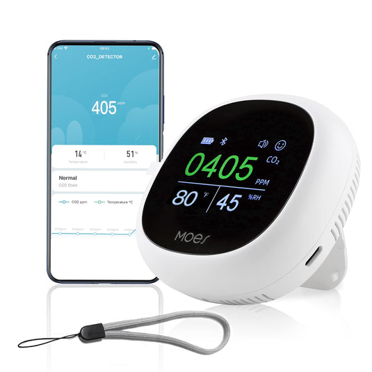 [TUYA Smart Home] Moes Carbon Dioxide Detector Smart Portable Tuya Bluetooth Air Quality Monitor CO2/Temperature/Humidity Tester
