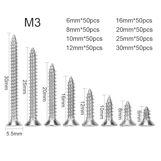 Cargue la imagen en el visor de la galería, [400 Pieces] Stainless Steel Self Tapping M3 Phillips Screws Flat Head With Storage Box
