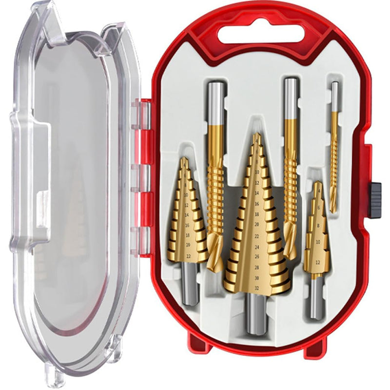 Chargez l&#39;image dans la visionneuse de la galerie, [6 in 1] HSS Steel Metal Titanium Coated Drill Bit Set Multipurposed Metalworking, Woodworking, Hole Drilling, Multiple Holes Raised Bit

