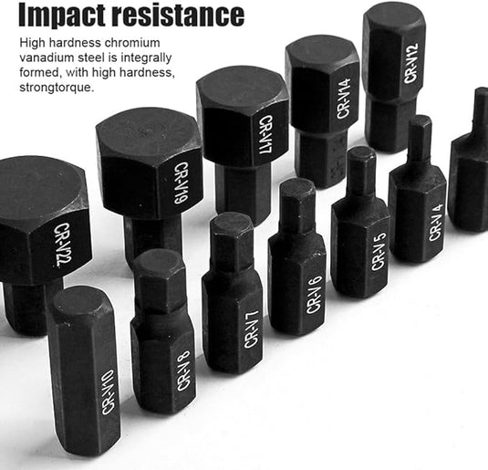 Hi-Spec 14 in 1 Multiple Size CR-V Steel Hex Bit Socket With Storage Case