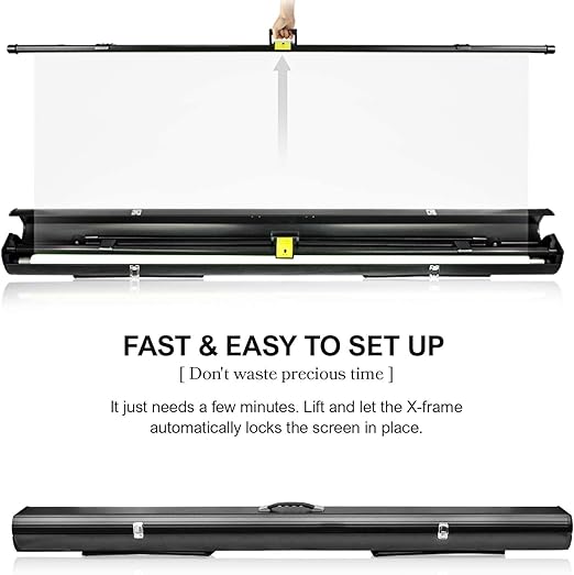 [Floor Base Pull-Up Style] Portable Foldable Projector Screen 16:9 Support 4K FHD 3D Office Presentation Home Theater - Polar Tech Australia