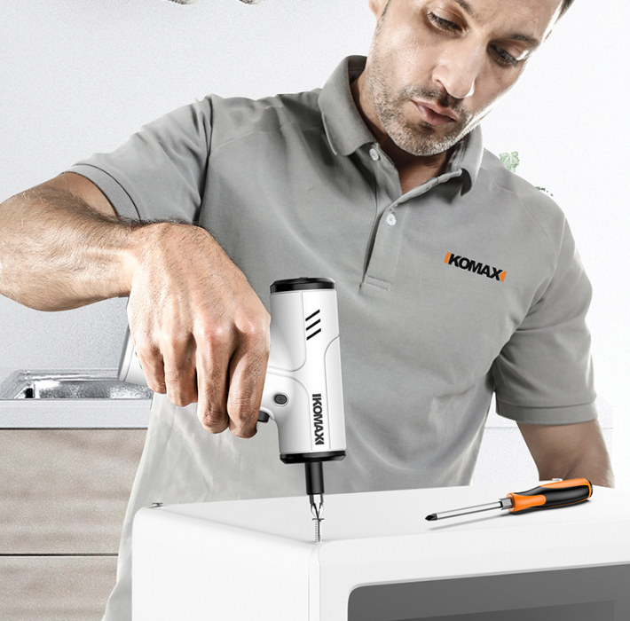 Load image into Gallery viewer, Komax White Portable USB Rechargeable 4 Speed Cordless Electric Screwdriver with LED
