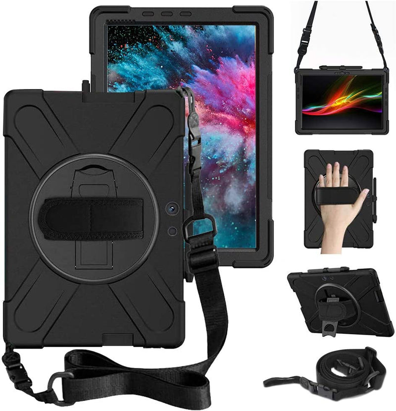 Cargue la imagen en el visor de la galería, Microsoft Surface Go 1/2/3 - 360 Degree Rotate Shockproof Heavy Duty Tough Stand Case Cover With Strap &amp; Pen Holder - Polar Tech Australia
