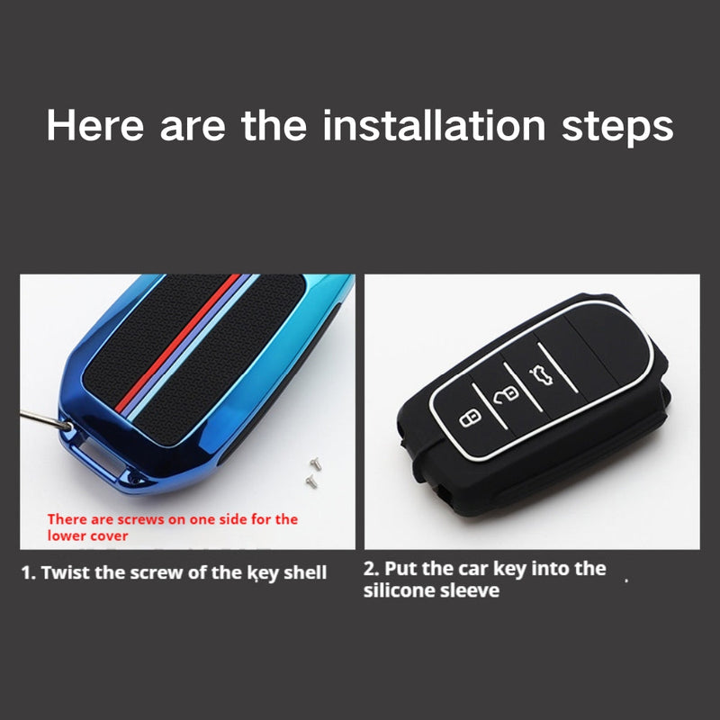Chargez l&#39;image dans la visionneuse de la galerie, Mitsubishi Zinc Alloy + Silicone Car Key Fob Case Cover For Outlander, Eclipse Cross, ASX, Pajero, Lancer
