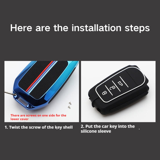 Mitsubishi Zinc Alloy + Silicone Car Key Fob Case Cover For Outlander, Eclipse Cross, ASX, Pajero, Lancer
