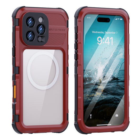 [M Series][Magsafe Compatible] Apple iPhone 14 / 14 Plus / 14 Pro / 14 Pro Max - Redpepper Metal Heavy Duty Waterproof Magnetic Silicone Phone Case With Lanyard - Polar Tech Australia
