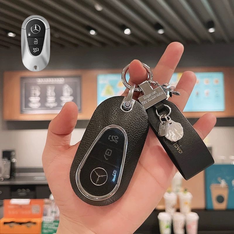 Chargez l&#39;image dans la visionneuse de la galerie, Mercedes Benz Stylish Elegant PU Leather Protection Car Key Fob Case Cover For Benz A, C, E, S-Class, GLC, GLE, GLS, GLS, EQC, EQS
