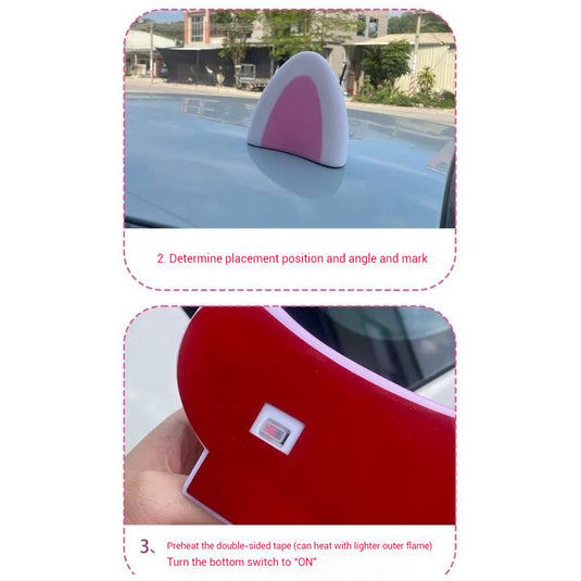 Cute Cartoon Cat Ear Solar-Powered Decorative Light Safety Lights For Car Exterior & Car Roof (1 Pair) - i-Station Mobile Phone & Electronic Device Repair and Accessories
