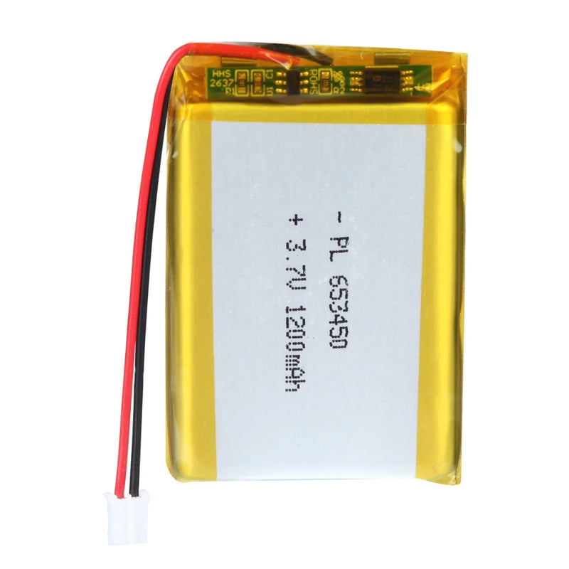 Cargue la imagen en el visor de la galería, [PH2.0-JST Connector][653450] Universal 1200mAh 3.7V Rechargeable Li-Ion Lithium Polymer Battery - Polar Tech Australia
