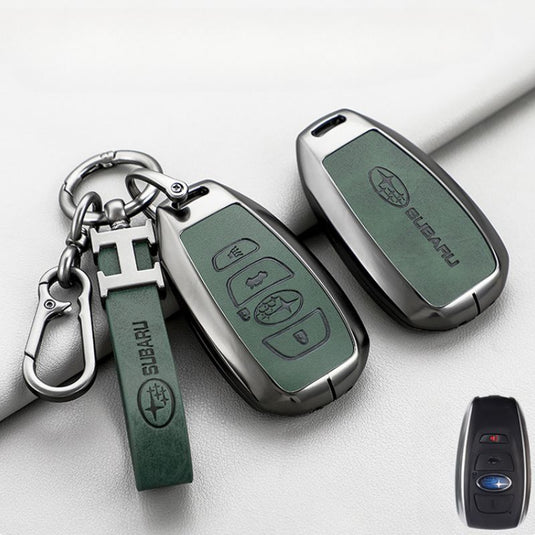 Subaru Zinc Alloy + PU Leather Car Key Fob Protective Cover Case For Outback, Forester, Impreza, WRX, XV, Crosstrek, Legacy