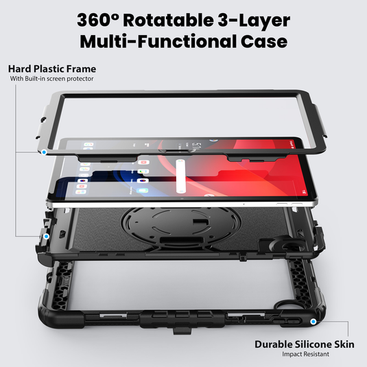 [Built-in 360° Rotating Hand Strap & Stand] Lenovo Idea Tab 11” 2025 (TB336FU/TB336ZU) Shockproof With Screen Protector Pencil Holder Heavy Duty Series Case - i-Station Mobile Phone & Electronic Device Repair and Accessories