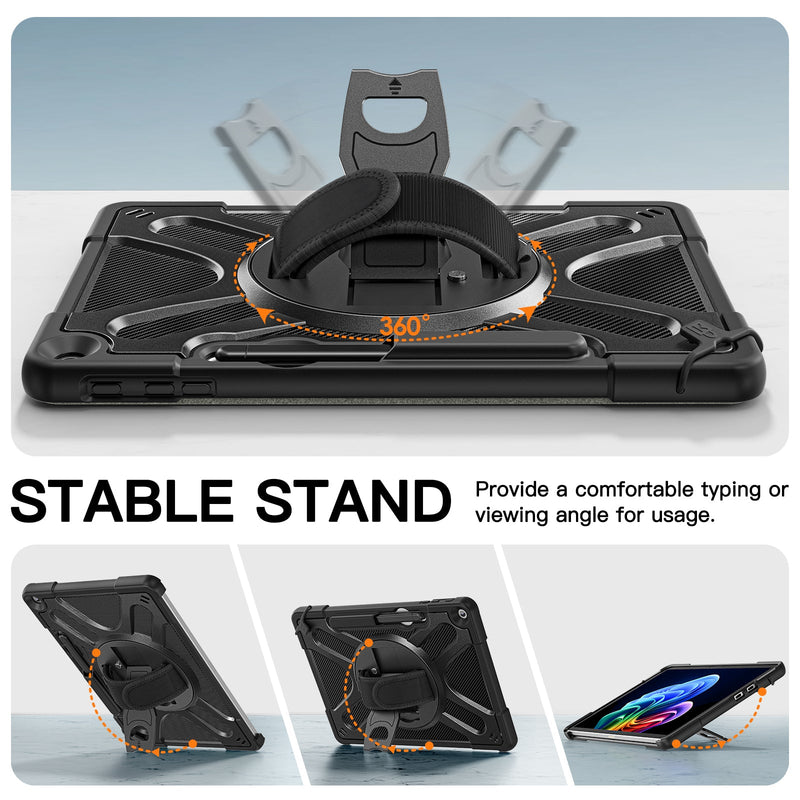 Cargue la imagen en el visor de la galería, Microsoft Surface Pro 12 (2025) - Heavy Duty 360 Degree Rotate Stand Hand Strap Case With Shoulder Strap
