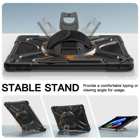 Microsoft Surface Pro 12 (2025) - Heavy Duty 360 Degree Rotate Stand Hand Strap Case With Shoulder Strap