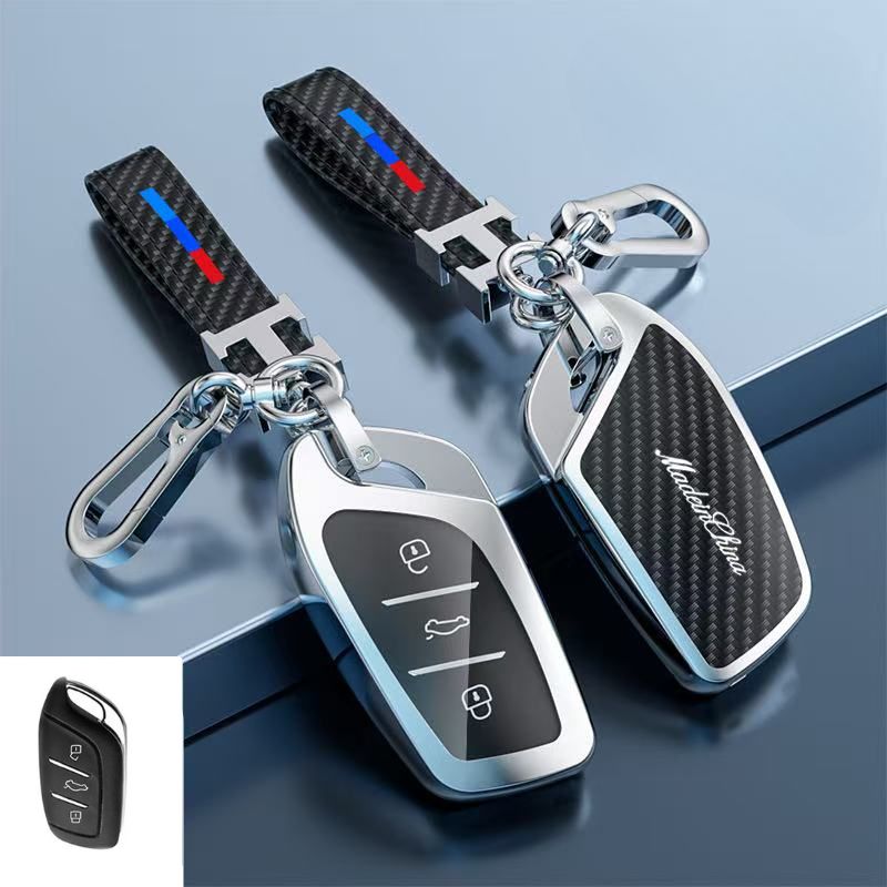 Chargez l&#39;image dans la visionneuse de la galerie, Roewe Zinc Alloy + Carbon Fiber Texture Car Key Fob Case Cover For RX3, RX5, RX5 Plus, RX8, ERX5, i5, i6
