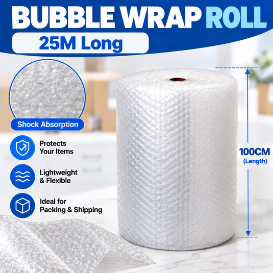 [100CM Wide / 25M Long] Extra Thick Heavy Duty Bubble Wrap Packing Roll - Polar Tech Australia