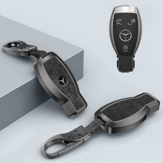 Mercedes Benz Aluminum Alloy Leather Car Key Fob Protection Case Cover For Benz A, C, E, S, G-Class, GLA, GLB, GLC, GLE, GLS, CLA, CLS, EQC