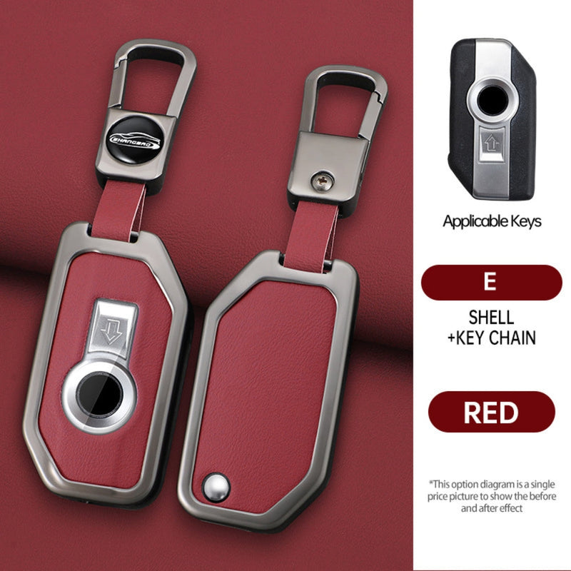Load image into Gallery viewer, BMW Motorcycle Zinc Alloy + Leather Protection Car Key Fob Case Cover For R1200GS, R1250GS, R1200RT, K1600, K1600B
