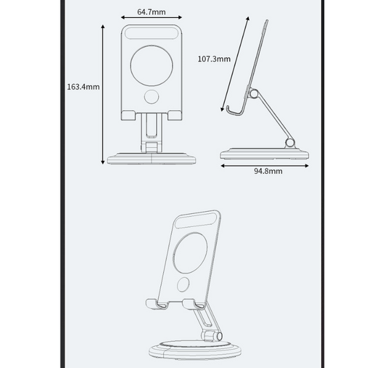 Boneruy 360-Degree Rotating Phone and Tablet Stand - Foldable Aluminum Alloy Holder - Polar Tech Australia