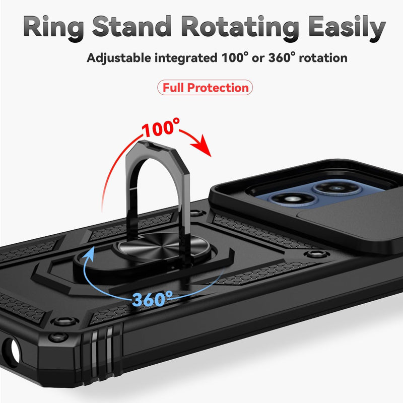 Cargue la imagen en el visor de la galería, [Magnetic Ring Kickstand][Slide Camera Cover] Motorola Moto G 5G 2024 - Shield Shockproof Rugged Heavy Duty Case - Polar Tech Australia

