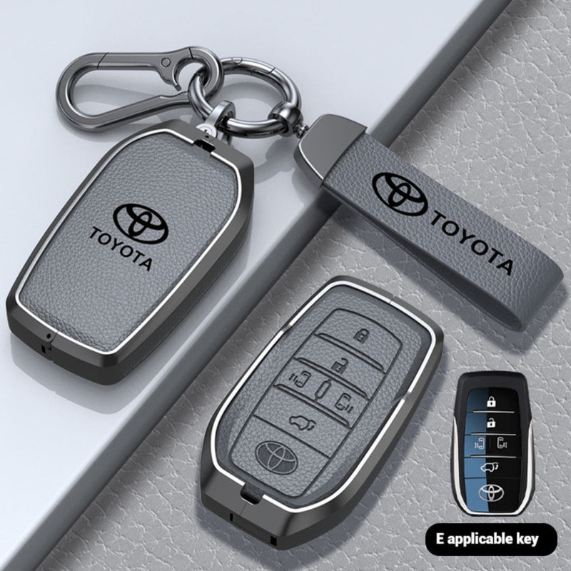 Load image into Gallery viewer, Toyota Zinc Alloy with Genuine Leather Full-Coverage Car Key Fob Protective Case Cover For RAV4, Camry, C-HR, Corolla, Prado, Prius
