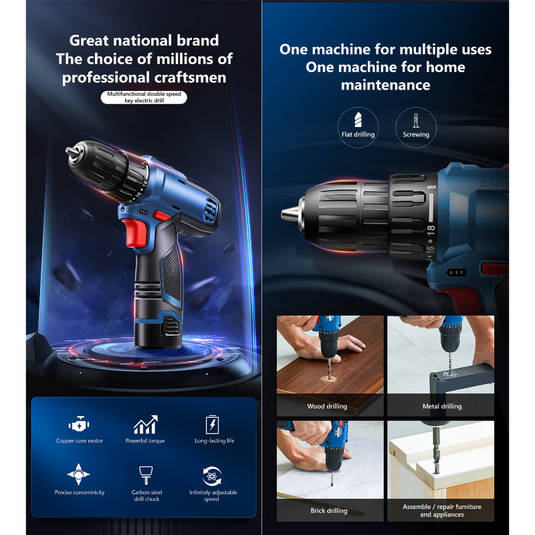 [MJZ1601] DongCheng Charging Screwdriver Multifunctional Double Speed Electric Drill Tool Set