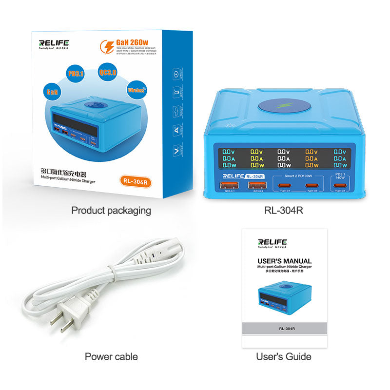Chargez l&#39;image dans la visionneuse de la galerie, [RL-304R]RELIFE 260W Multi-port GaN Charger - Polar Tech Australia
