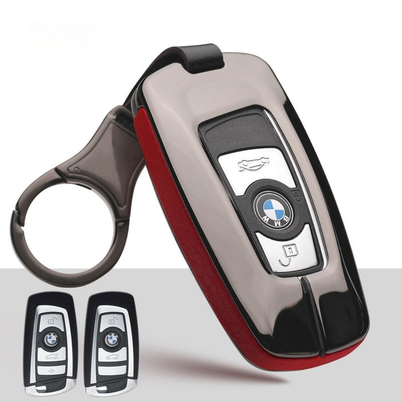 Cargue la imagen en el visor de la galería, BMW Zinc Alloy + Leather Car Key Fob Case Cover For 1, 3, 4, 5, 6 Series, X3, X5, X6, X7
