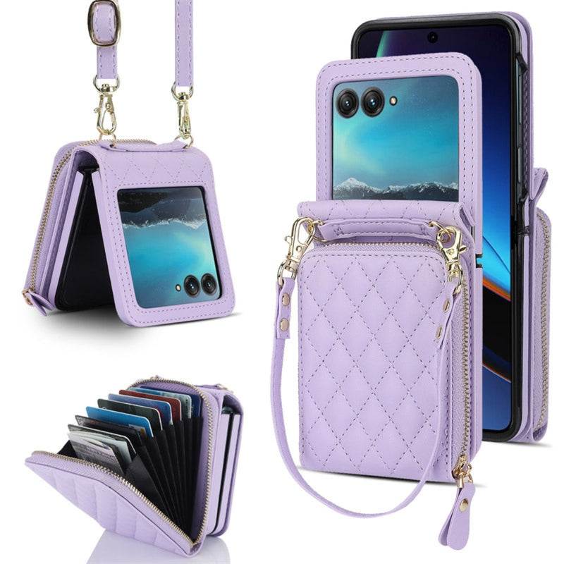 Load image into Gallery viewer, [With Shoulder Strap] [With Card Slot] Motorola Razr 50/Ultra - PU leather Crossbody Wallet Style Shockproof Phone Case - Polar Tech Australia
