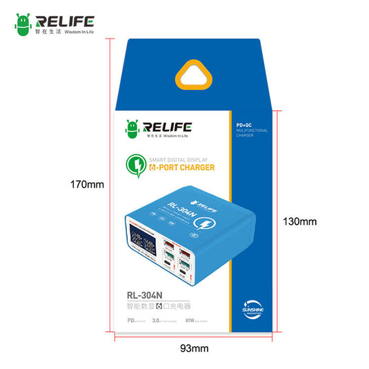 [RL-304N] RELIFE Intelligent Digital Display 6-Port Charger/Wide Voltage - Polar Tech Australia