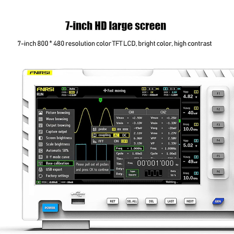 Load image into Gallery viewer, [1014D] FNIRSI Digital Oscilloscope 2 in 1 Dual Channel Input Signal Generator 100MHz* 2 Ana-Log Bandwidth 1gsa/S Sampling Rate
