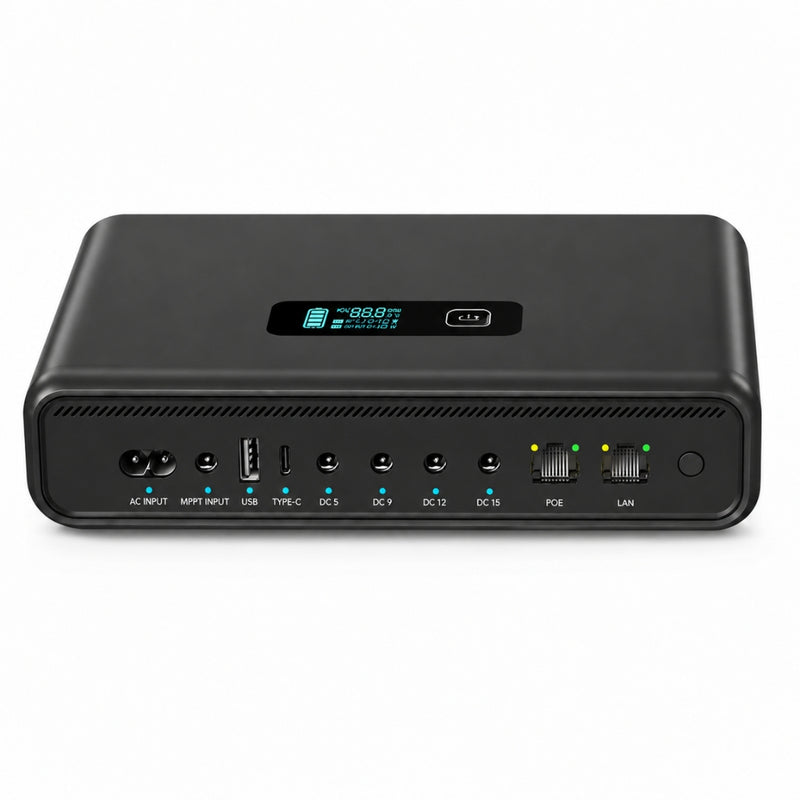 Load image into Gallery viewer, [60000mAh] Universal Mini UPS 120W Battery Backup 5V 9V 12V 24V 48V Adjustable Output For WIFI Router, Modem, POE Switch, Security Camera CCTV &amp; Alarm &amp; Attendance Machine LED Light
