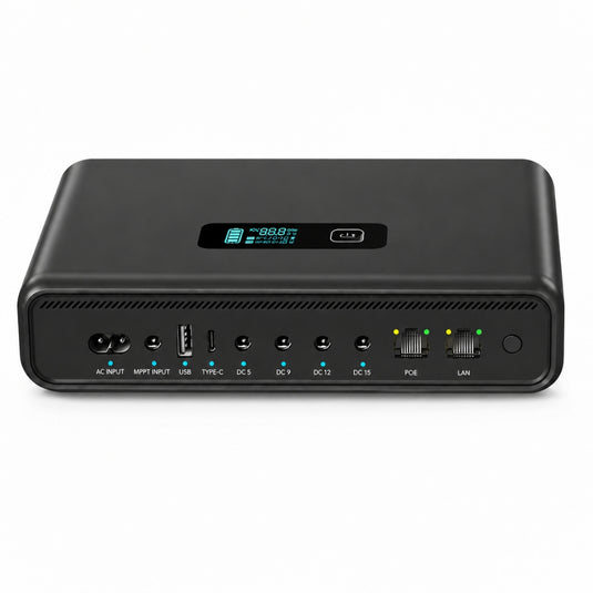 [60000mAh] Universal Mini UPS 120W Battery Backup 5V 9V 12V 24V 48V Adjustable Output For WIFI Router, Modem, POE Switch, Security Camera CCTV & Alarm & Attendance Machine LED Light
