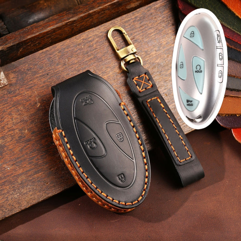 Load image into Gallery viewer, Hyundai Handcrafted Genuine Leather Car Key Fob Protective Case Cover For Ionic 6, Kona EV, Grandeur GN7
