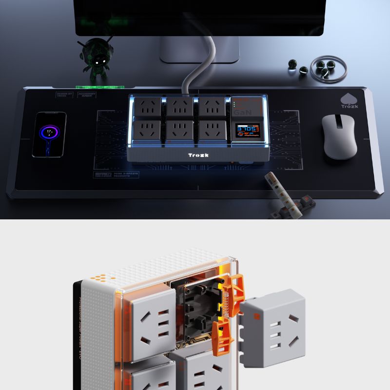 Cargue la imagen en el visor de la galería, Trozk 65W RGB Charging Station Power Strip Gaming Room
