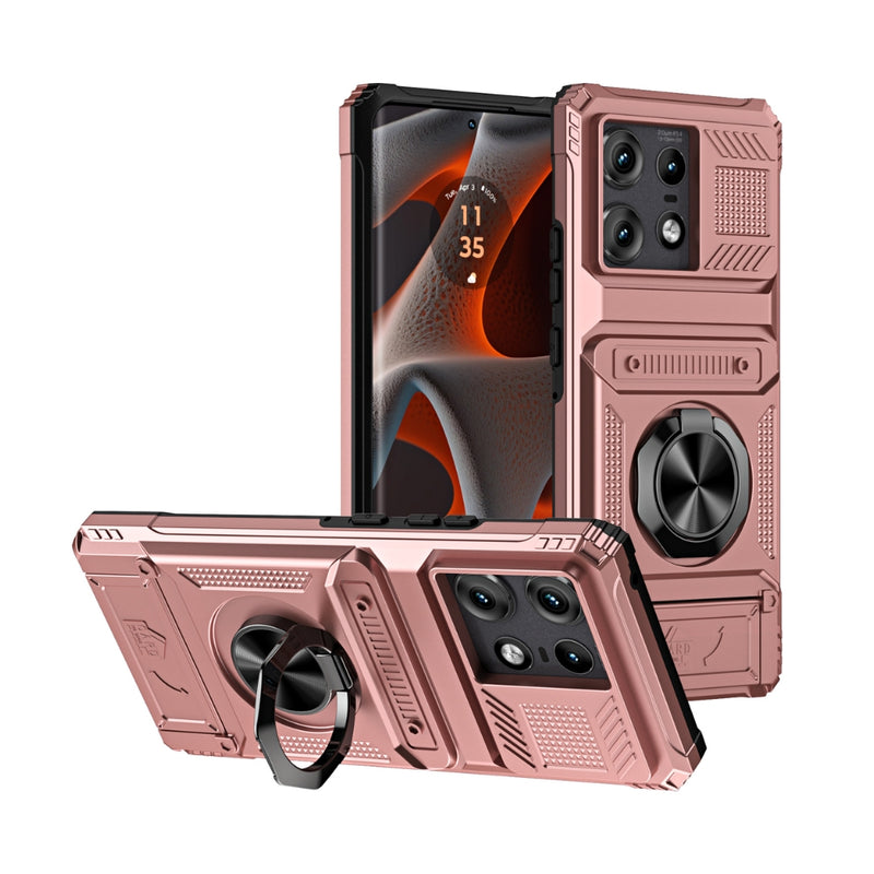 Cargue la imagen en el visor de la galería, Motorola Moto G Stylus 5G (2024) - TPU+PC Shockproof Card Slot Phone Case with Metal Ring Holder
