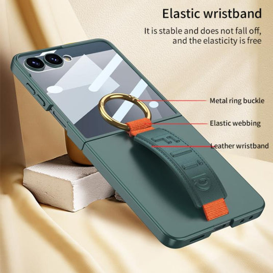 Samsung Galaxy Z Flip7 5G - Integrated Ultrathin Shockproof Phone Case with Ring Wrist Strap