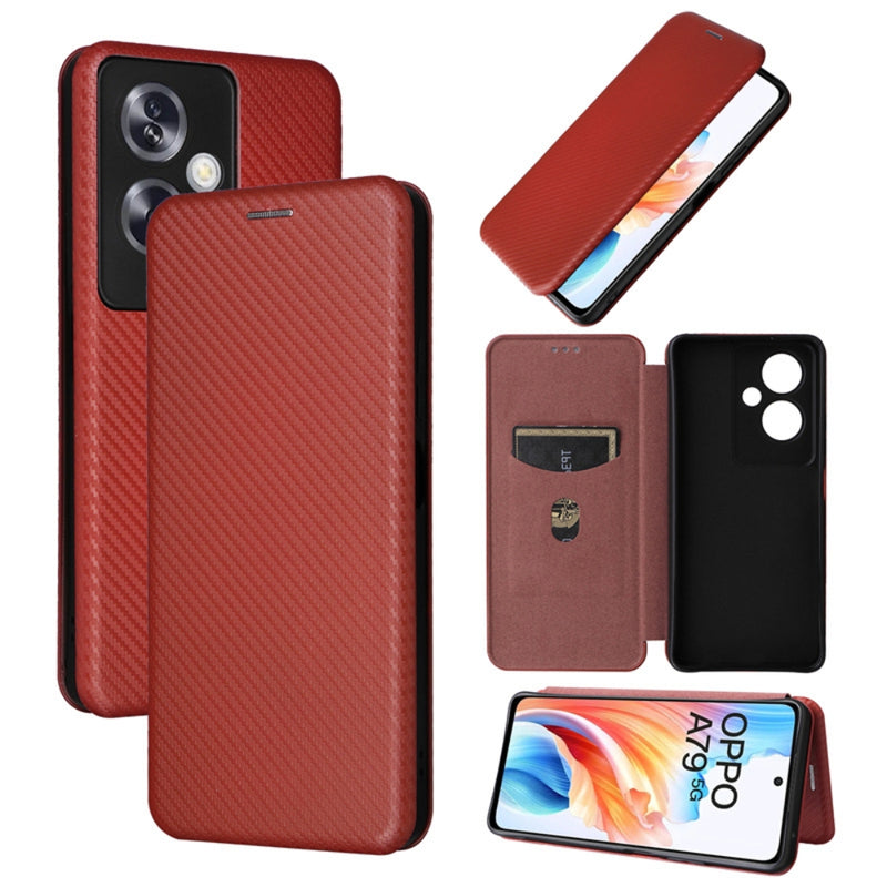 Cargue la imagen en el visor de la galería, OPPO A79 5G (CPH2557, CPH2553) - Carbon Fiber Texture Flip Leather Phone Case - Polar Tech Australia
