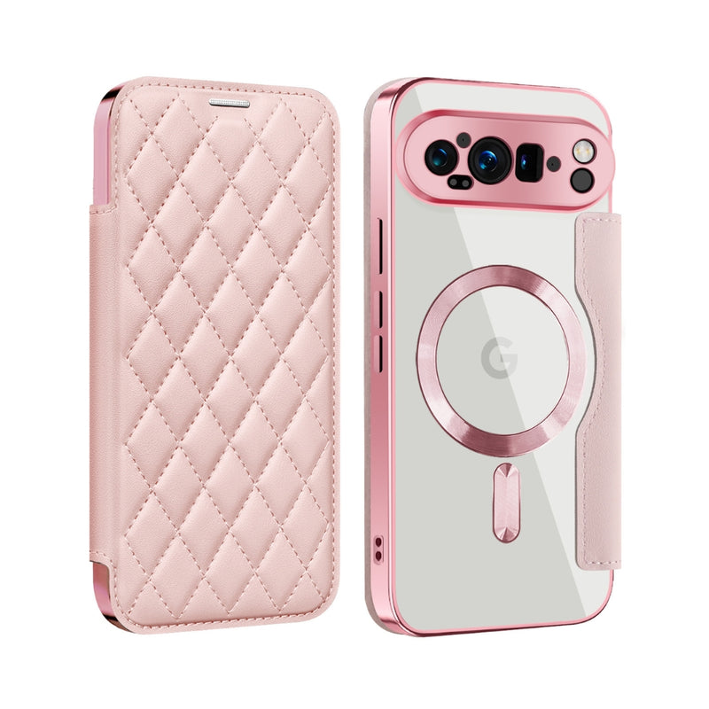 Chargez l&#39;image dans la visionneuse de la galerie, Google Pixel 10 / 10 Pro - Shield Magsafe RFID Anti-theft Rhombus Leather Phone Case
