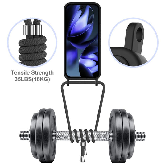 Google Pixel 11 Pro XL - Integrated Card Bag Solid Color Liquid Silicone Phone Case with Lanyard