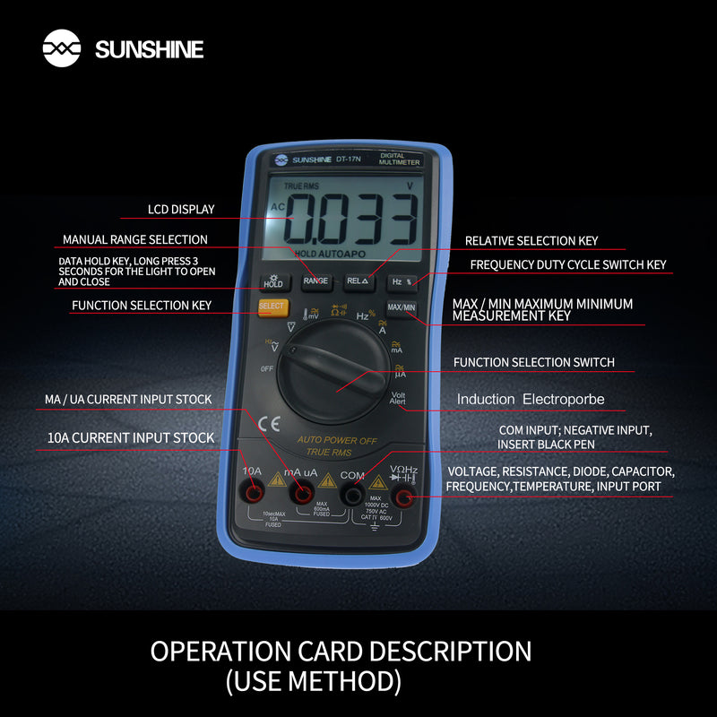 Chargez l&#39;image dans la visionneuse de la galerie, [DT-17N] SUNSHINE Fully Automatic Digital Multimeter - Polar Tech Australia
