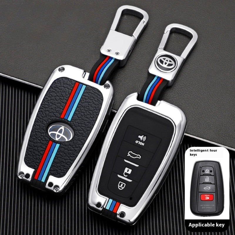 Chargez l&#39;image dans la visionneuse de la galerie, Toyota Metal Shell &amp; Soft Silicone Full Protection Car Key Fob Case Cover For Camry RAV4 Highlander Avalon C-HR Prius Corolla
