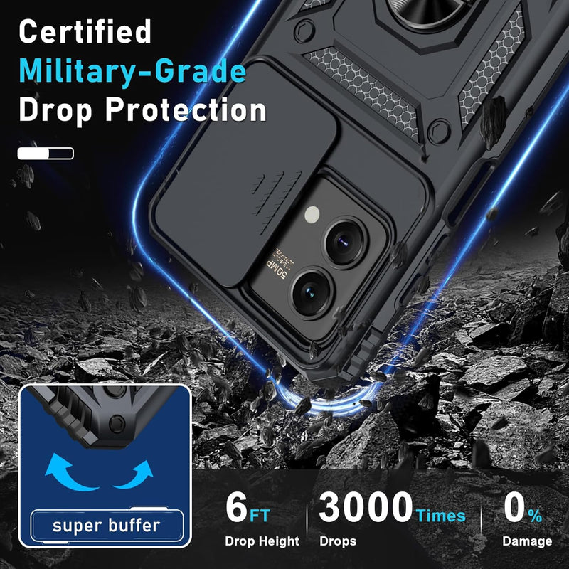 Cargue la imagen en el visor de la galería, [Magnetic Ring Kickstand][Slide Camera Cover] Motorola Moto G Stylus 5G 2023 - Shield Shockproof Rugged Heavy Duty Case - Polar Tech Australia
