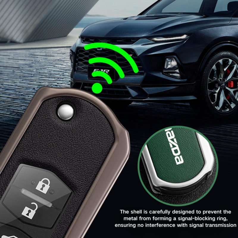 Chargez l&#39;image dans la visionneuse de la galerie, Mazda Zinc Alloy Leather Folding Car Key Fob Case Cover For Mazda 2, 3, 5, 6, CX-5, CX-7, CX-9, RX-8, MX-5
