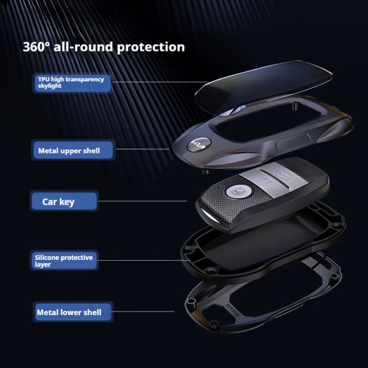 Kia Stylish Metal Car Key Protective Fob Case Cover For K2, K4, K5, Seltos, Sportage, Sonet, Cerato,EV5